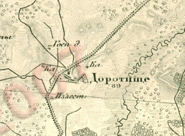 Доротище на карті другої половини ХІХ ст.